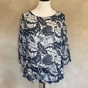 Brooks Brothers leaf print peplum top